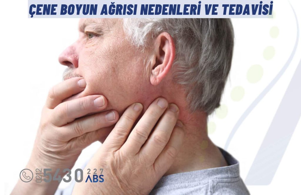 Çene boyun ağrısı yaşayan bir kişiyi temsil eden görsel.